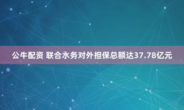 公牛配资 联合水务对外担保总额达37.78亿元