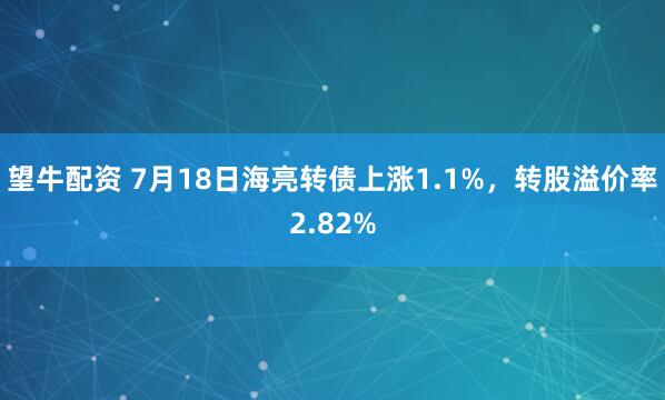 望牛配资 7月18日海亮转债上涨1.1%，转股溢价率2.82%