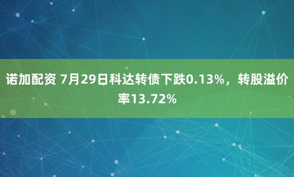 诺加配资 7月29日科达转债下跌0.13%,转股溢价率13.72%